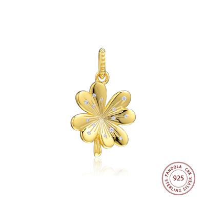925 Sterling Silver Shine Lucky Four-Leaf Clover Charms Beads Fits Europe Bracelets Charm Silver 925 Jewelry Perles
