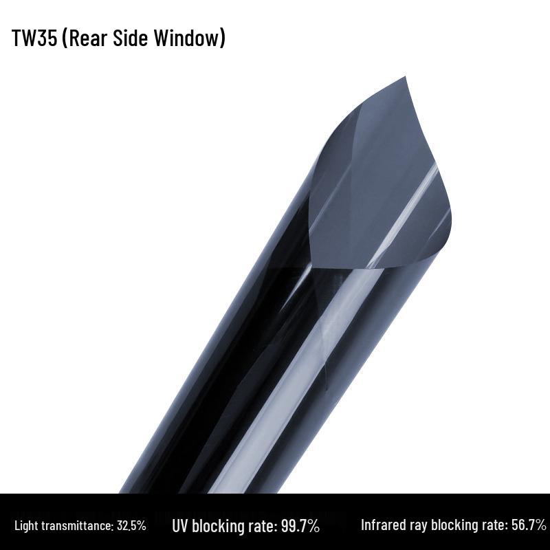 Car Window Film High Heat & UV Protection, Explosion-Proof, Full Roll TW35 (Rear Side Window) Nano Ceramic 1.52m Wide небесно-голубой