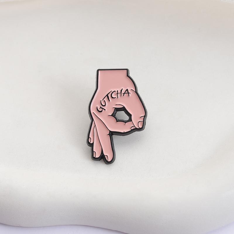 Gotcha Enamel Pins OK Signature Brooches Lapel Badges Clothes Funny Cartoon Hand Quotes Jewelry Gift for Family Friends