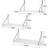 Natural Wood Wall Shelf, Iron Wire Wall Shelf, Perfect for Rentals, Display Shelf, Wall Storage, No-Trace Nails, Screws Included (White, Set of 3)