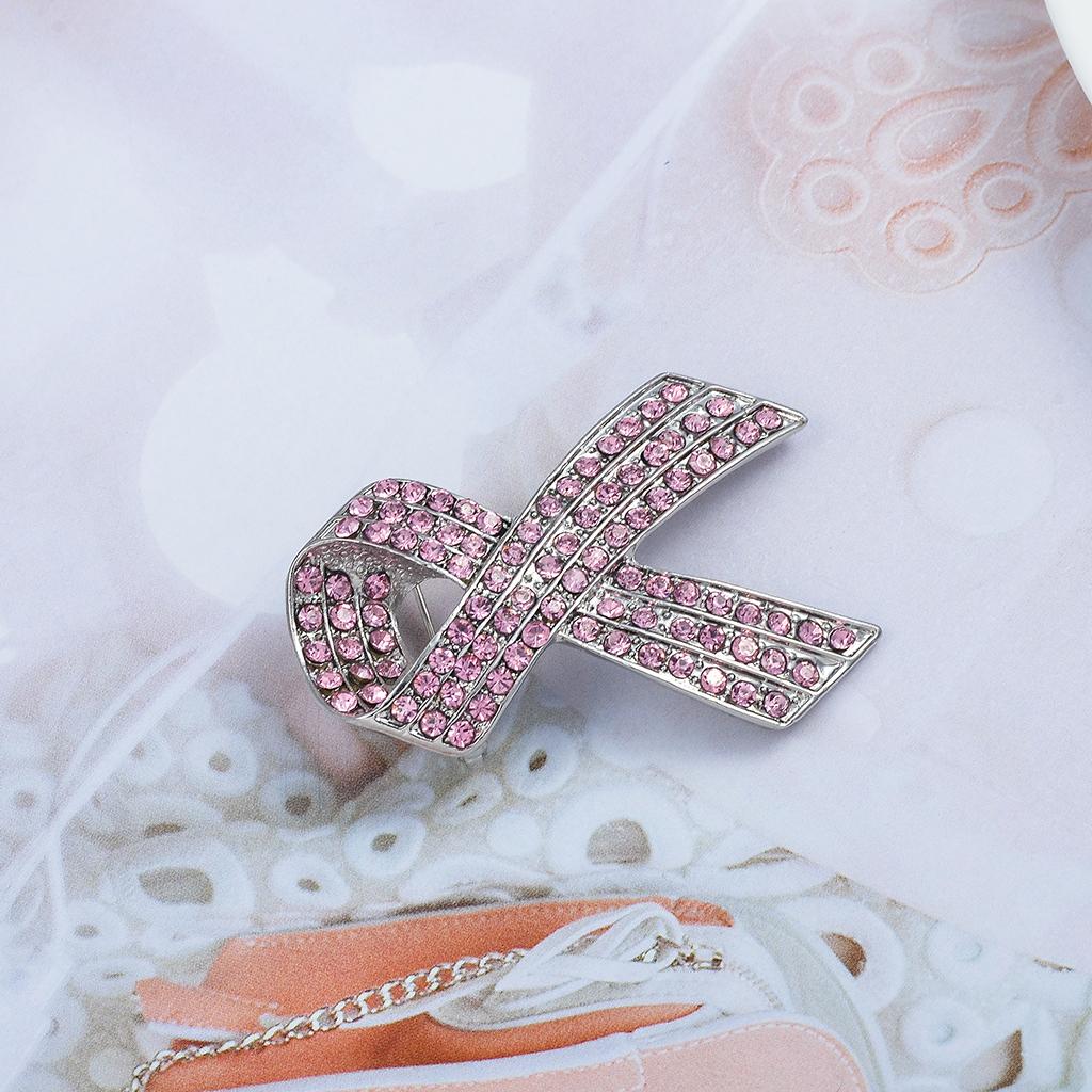 Pink Crystal Bow Ribbon Brooch Women / Men Corsage Lapel Pins Jewelry