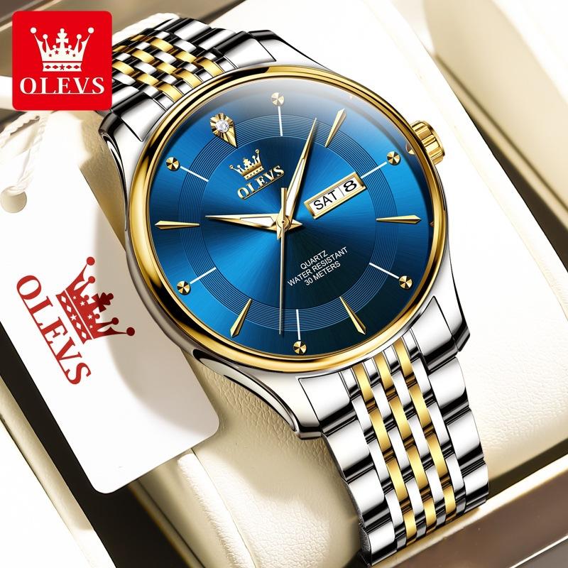 

OLEVS Fashion Watch Подвійний календар Світловий водонепроникний кварцовий чоловічий годинник. Чоловічий годинник
