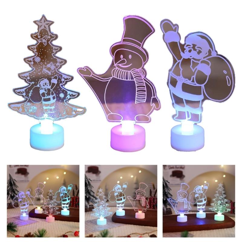 Glowing LED Acrylic Decoration Christmas Ornament Christmas Decorative Night Light For Kids Room Party Desktop Display