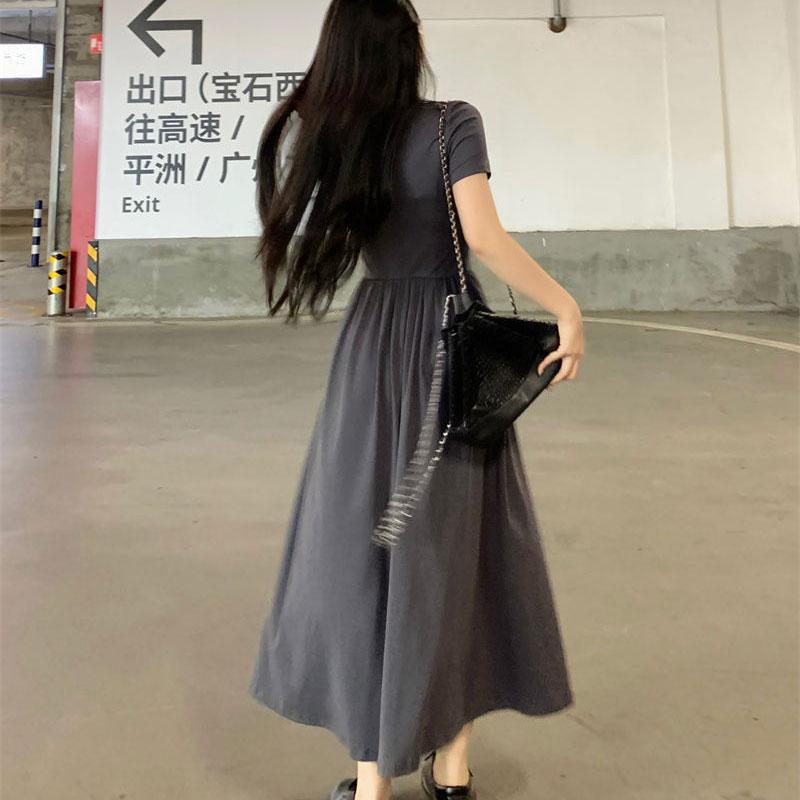 New Summer French Halter Neck Dress Irregular Waist-hugging Skirt