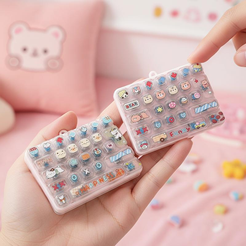 26Key Transparent Stress Relief Keyboard Toy Keychain Cute Children Gift Decompression Keyboard Bag Pendant