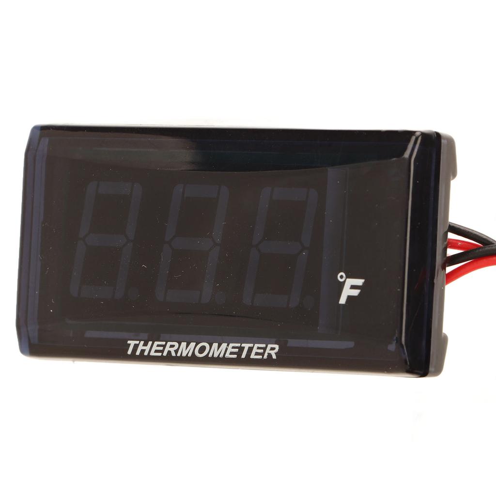 Water Temperature Gauge Fahrenheit Degree LCD Backlit Display Waterproof Water Temp Meter with 16mm Tee for Motorcycle