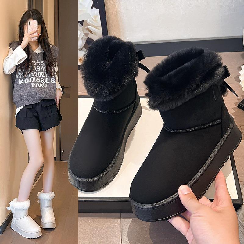 Large Size Snow Boots Women's New Winter Casual Warm Hair Wear Thick-soled Cotton Boots