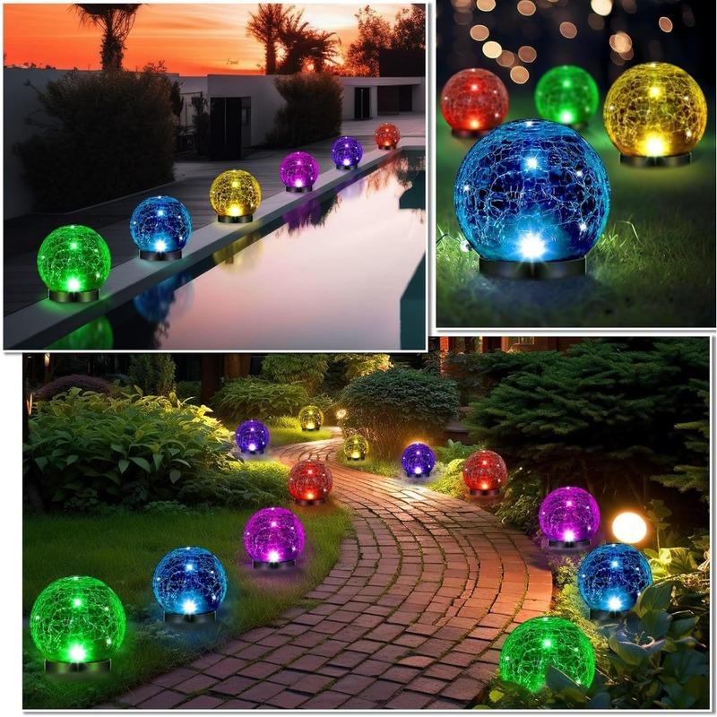1Pcs Extra Large Solar Globes Lights Outdoor Multi-Color Pre Lit Crystal Ball Light Waterproof Lawn Solar Light
