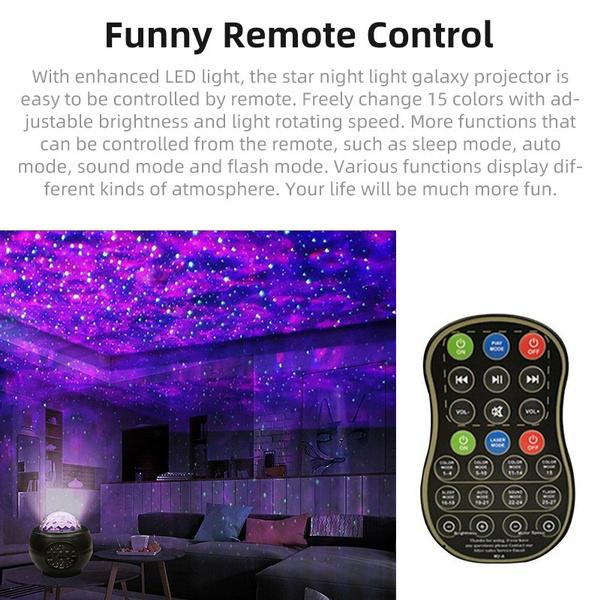 Bluetooth Star Projector Night Light Voice & Remote Control 32 Lighting Modes Built-in Music Player Star Galaxy Ocean Wave Projection Lamp Decor