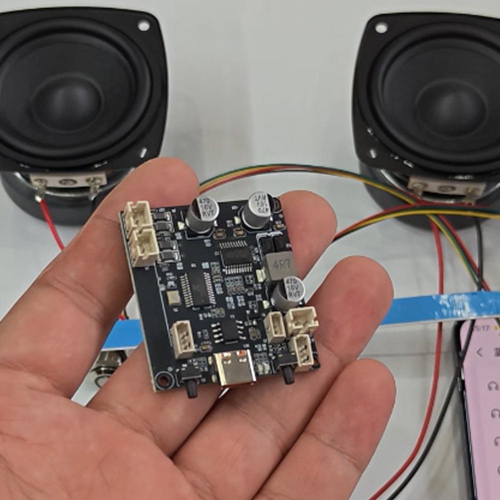 Dual Channel Bluetooth 6.0 Amplifier Module 5W Bass Enhanced Portable Speaker DIY Type-C Charging for Audio Projects