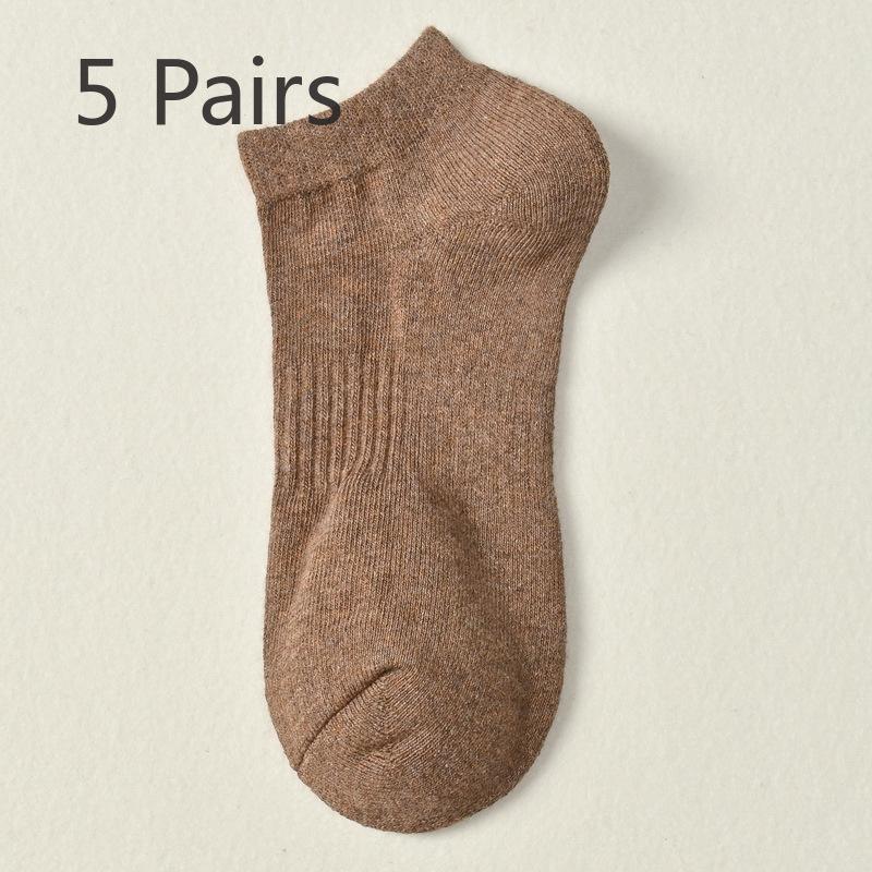 5 Pairs of Female Autumn and Winter Cotton Thick Wool Ring Warm and Cold Resistant Pure Color Sports Sweat Absorption Tube Socks