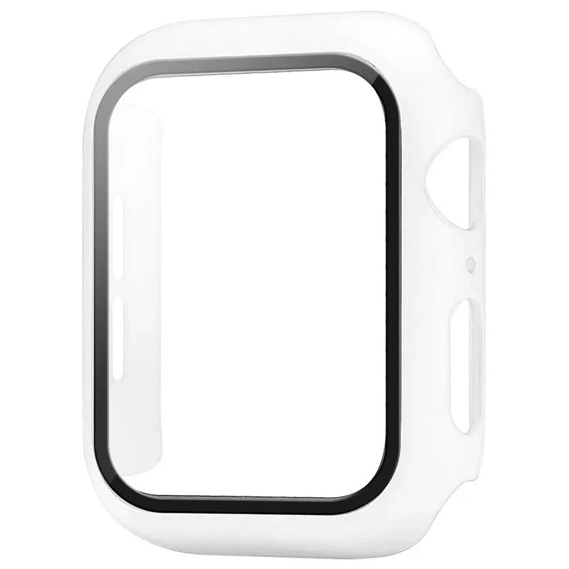 Tempered Glass+Cover For Apple Watch Case Series 9 8 7 6 5 se Screen Protector Film For IWatch 45mm 44mm 40mm 41mm Accessories