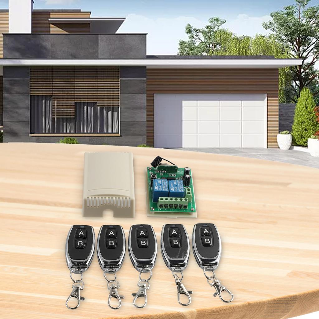 Opener Transmitter+Receiver 2 Keys Learning code(1527) Gate DC 12V 2CH 433MHz Relay Wireless Remote Control Switch