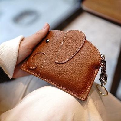 Damen Kleines Leder Münzbeutel Mini Geldbörse Reißverschluss Kurzes Portemonnaie Kartenhalter Kompakter Münzbeutel mit Schlüsselring für Damen