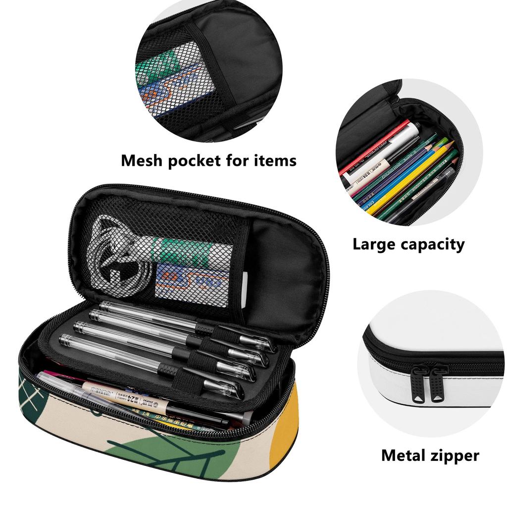 Pen Case Portable Strong Polyester Fabric Secure Zipper with Mesh Pocket Removable Divider and Pen Slots for Everyday Study