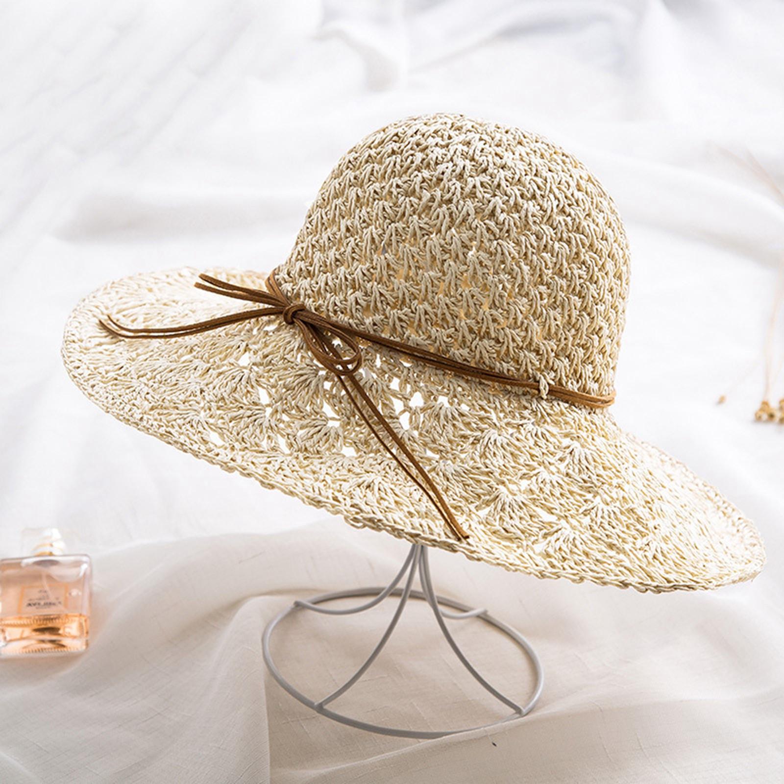 

Модная женская складная шляпа с хвостиком и бантом, козырек от солнца One Size бежевый