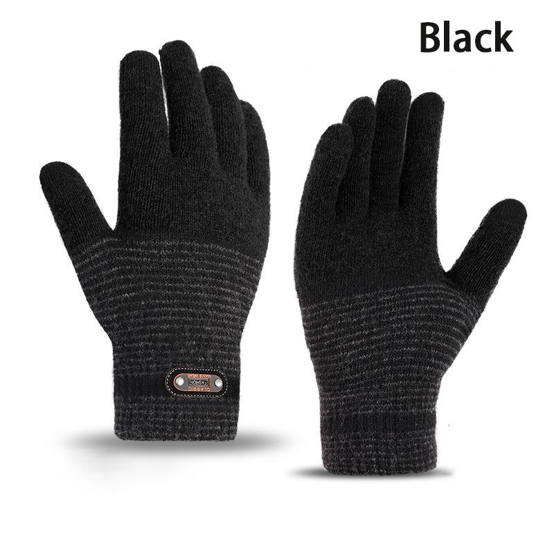 Winter Thick Knitted Warm Gloves for Men and Women Touch Screen Full Finger Gloves Lined Velvet for Cycling Sports Accessories