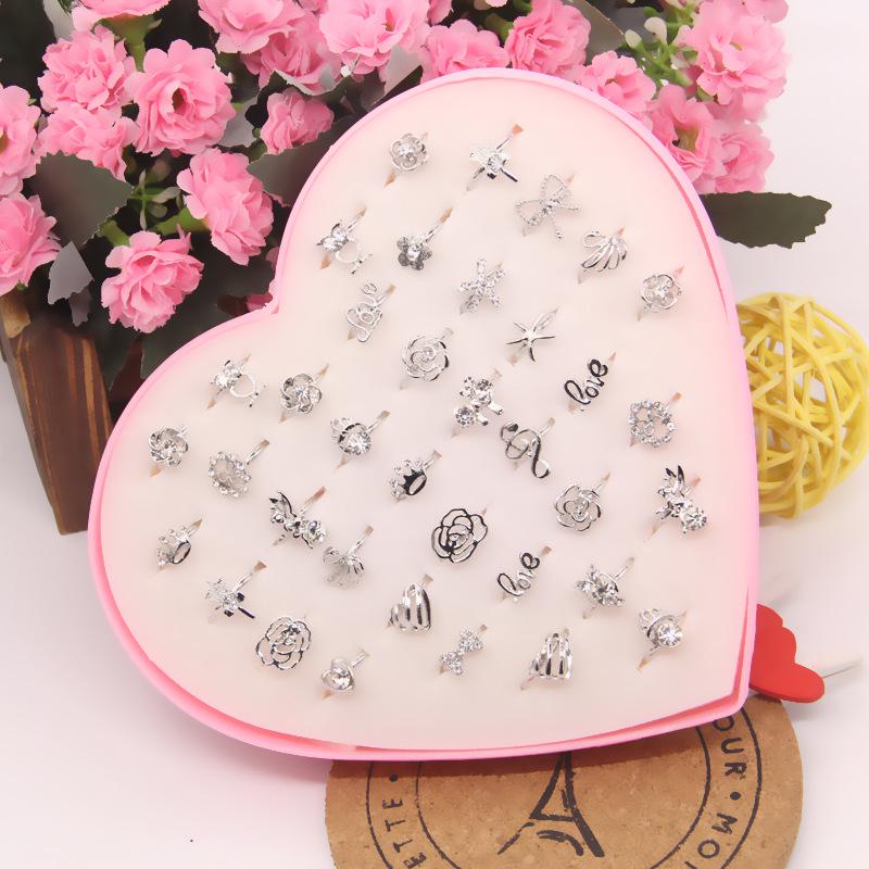 Adjustable Rhinestone Alloy Ring for Kids - Colorful Hollow Design
