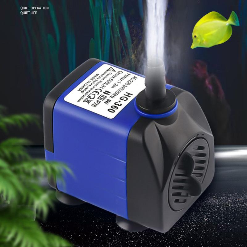 Leise 220V Mini-Tauchpumpe für Aquarium, Aquarium, Springbrunnen, Bonsai, mit Mikro-Umwälzung und Felsfilter.