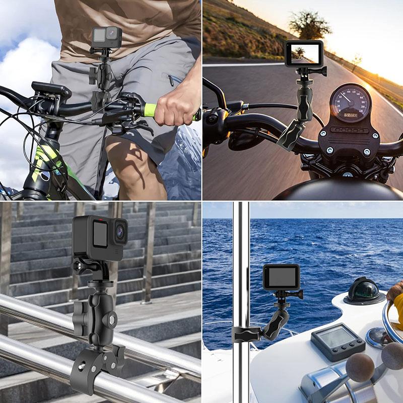 Bicycle Riding Clip Fixed Bracket Bike Handlebar Mount Holder Adapter Clamp Base w 1/4 for Gopro Action Osmo Insta 360 X4 X3