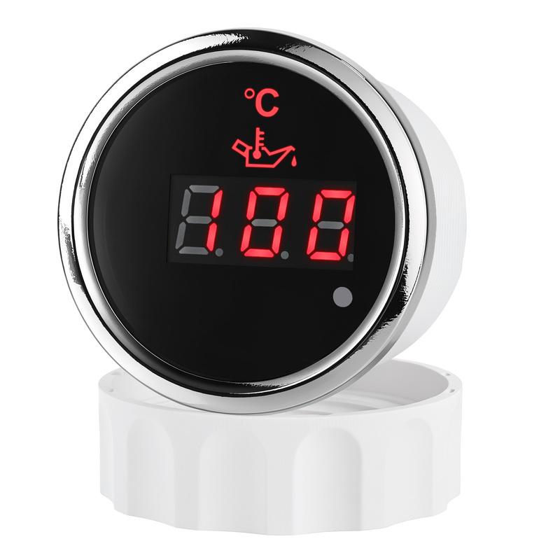Oil Temp Gauge Waterproof 52mm 2" Universal Engine Temperature Meter 40-120 Celsius 9-32V with Red Backlight for Car Boat Yacht