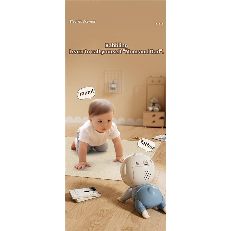Musical Crawling Doll Toy, Crawl Guidance Tummy Time Soothing Educational Toy for 0-1 Years Old Infant Baby