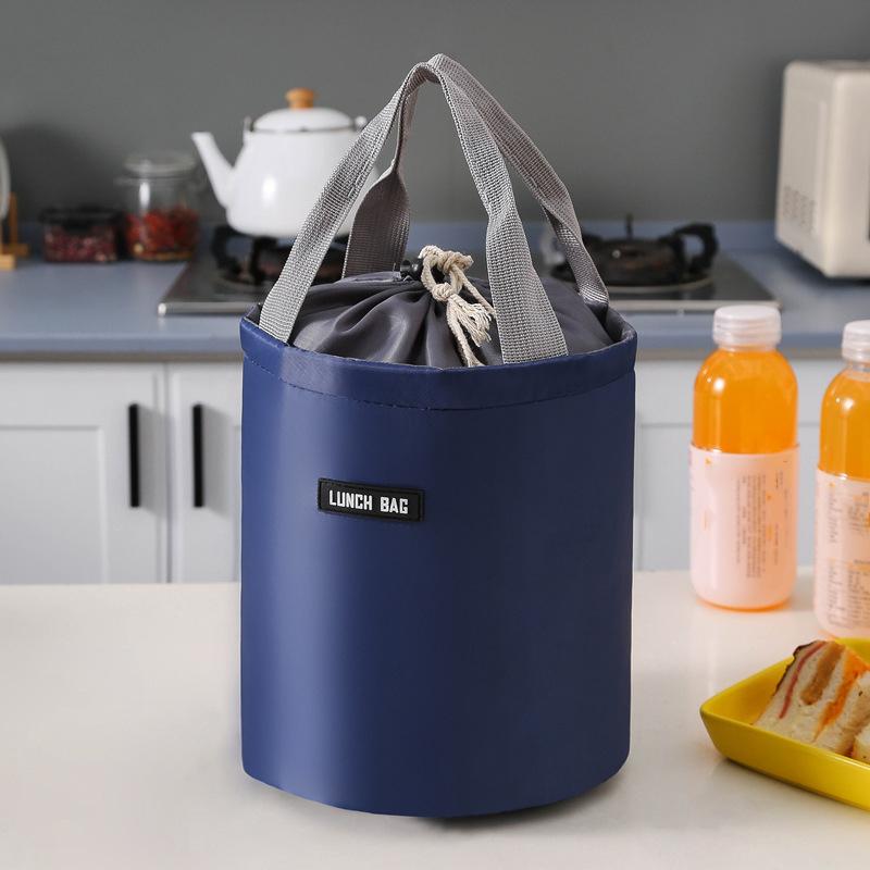 Round Bucket Lunch Box Bag Student Lunch Box Bag Picnic Storage Bag Large Capacity Water Bucket Handbag