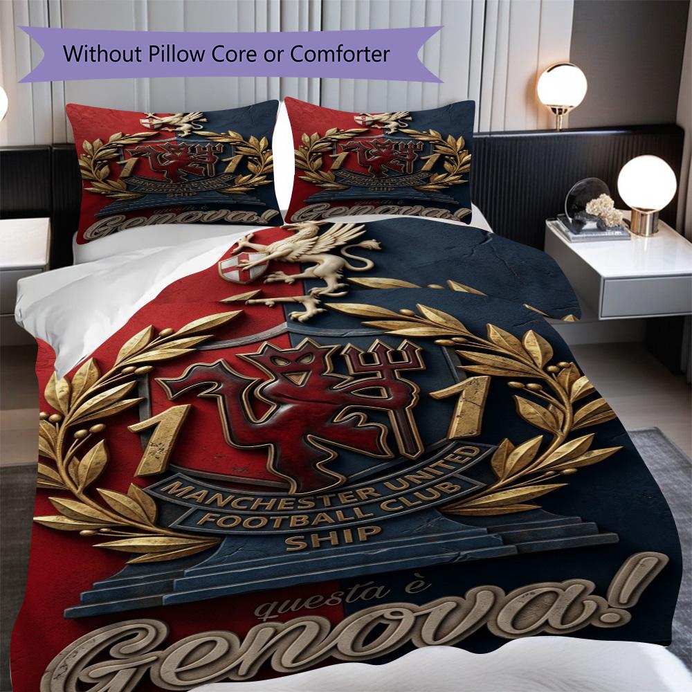Manchester Legacy Bedding (1 * duvet cover + 2 * pillowcase, without core) 2D Flat Soft and comfortable Duvet cover and pillowcase Bedding set