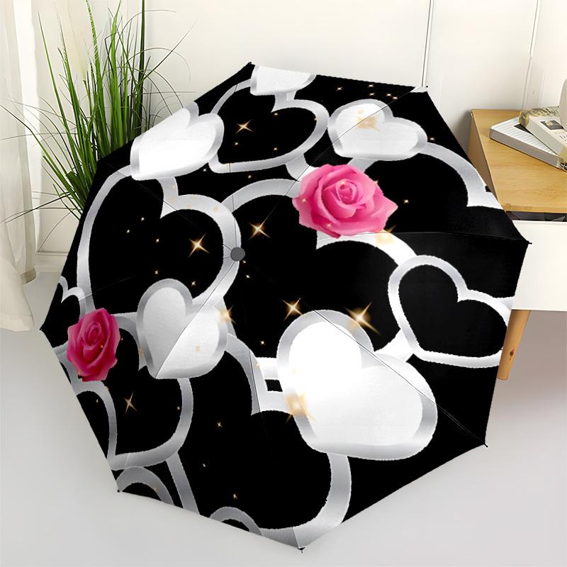 

1pc Love Hearts Automatic Open/close Folding Umbrella, Compact Portable Travel Umbrella, Durable Construction yy251230136