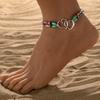 Bohemia Layered Beaded Anklet For Women Hollow Double Heart Charm Ankle Bracelet Summer Beach Vacation Foot Jewelry Gift
