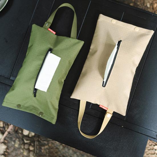 Camping Hanging Tissue Storage Bag with Handle Heavy Duty Oxford Cloth Waterproof Car BBQ Picnic Outdoor Napkin Holder Dispenser Pouch