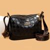 Fashion diamond soft leather messenger bag women's new retro simple multi-layer large-capacity shoulder bag mother bag