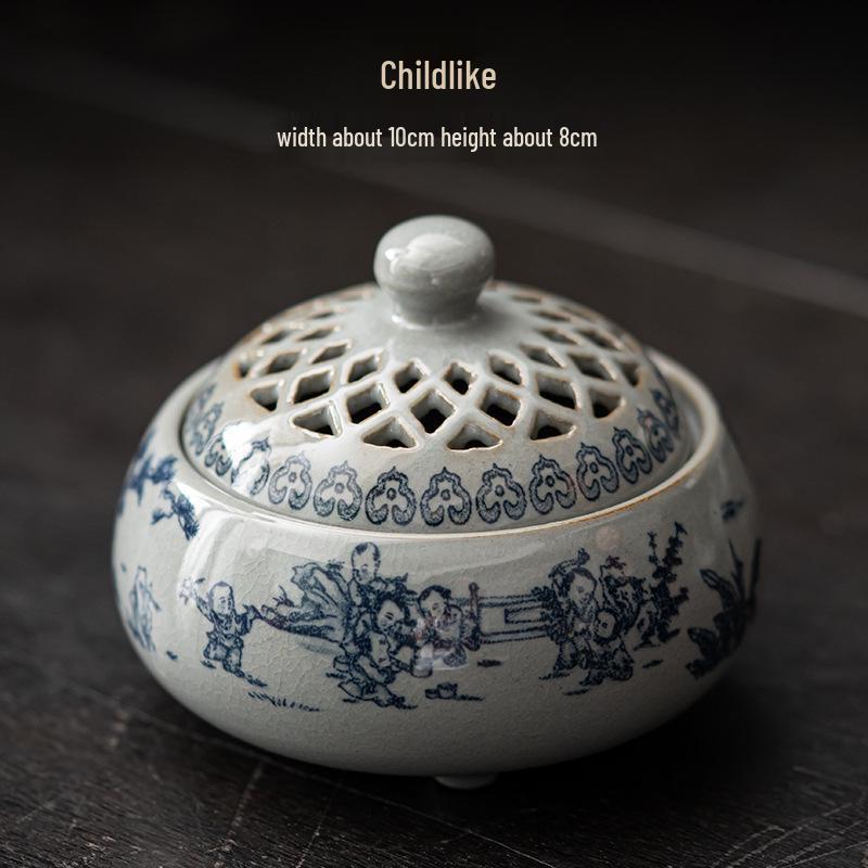 Blue & White Incense Burner: Aromatherapy Coil & Agarwood Fumigation, Indoor Sandalwood Burner, Creative Home Ornament.