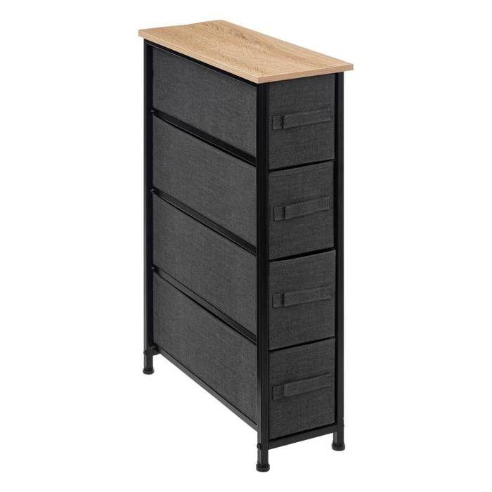 5five - Rangement 4 Tiroirs Tissu Gris Anthracite