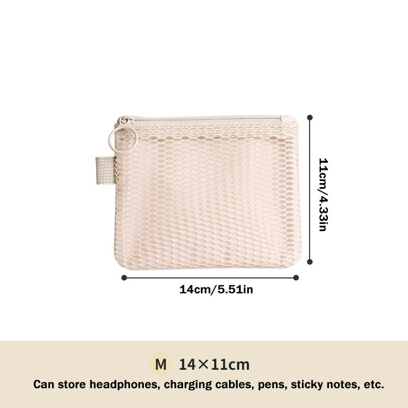 

Travel Makeup Storage Bags Mesh Coin Purse Simple Portable Mini Bag Multi-purpose Square Bag Double-layer Zipper Card Holder