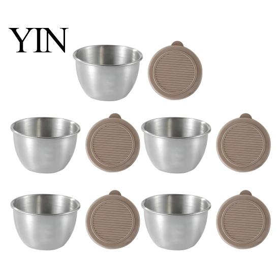 Stackable Sauce Cups for Meal Prep Stainless Steel Cup with Silicone Lid, Reusable Small Portable Salad Dressing Containers Condiment Container,