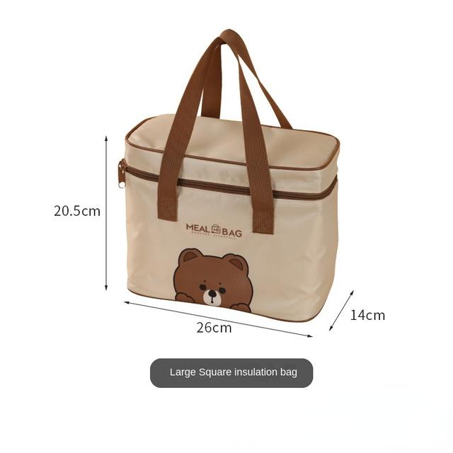 Bag Bear Leather Lunch Kids Large Capacity Bento Pouch For Children Thermal Insulated Cooler With Tableware Cup Tote Picnic Box