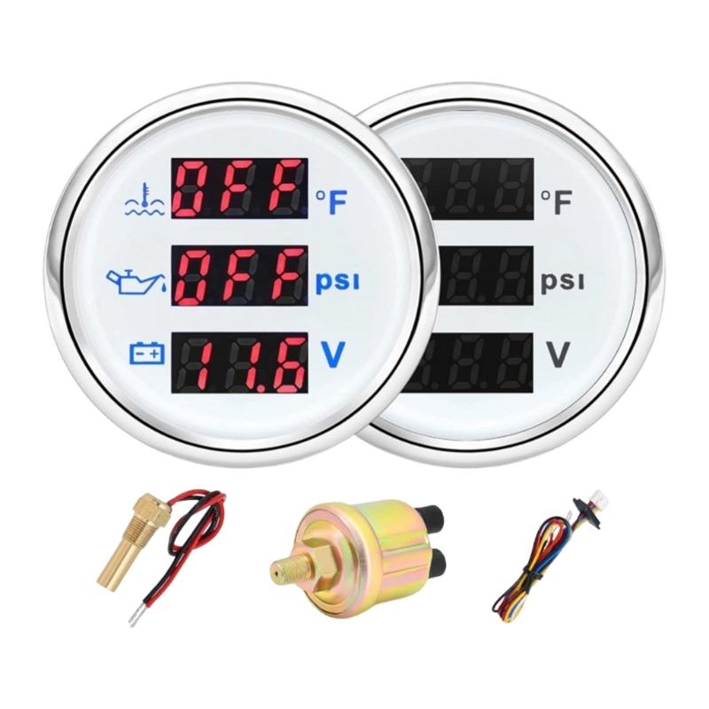 

52mm Oil Pressure Water Temperature Volt Gauge Kit With High Precisions Sensor For Cars And Motorcycle Alloy Construction