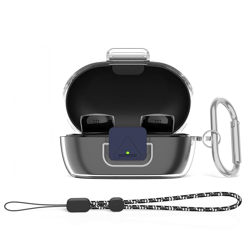 

Bose QuietComfort Earbuds (2024) Secure lock clear case for CONTEME TPU transparent integrated protective case with carabiner (Clear)