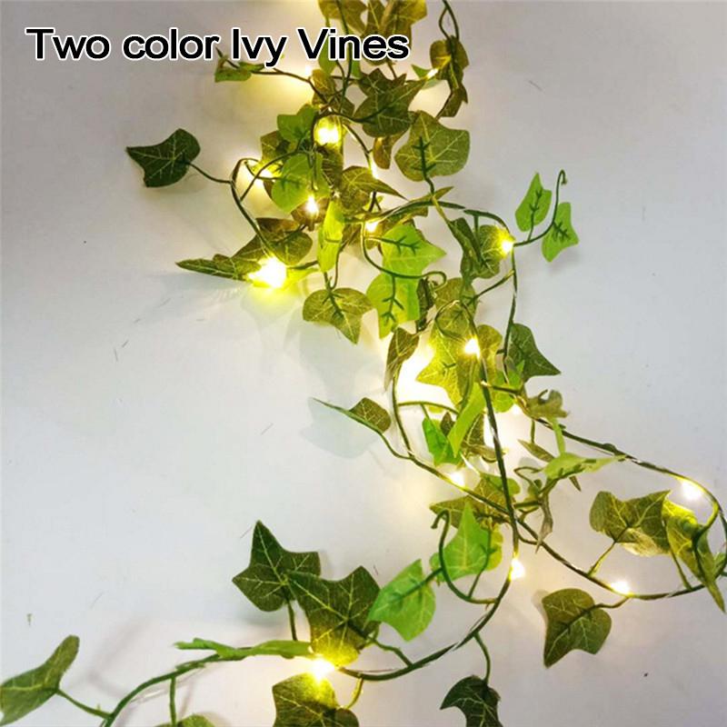 Blumen-grüne Blatt-Lichterkette, künstliche Weinrebe, Lichterkette, USB-betrieben, Weihnachtsbaum-Girlande, Licht zum Jäten, Heimdekoration