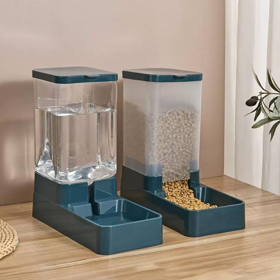 Automatic Pet Feeder And Water Dispenser Set 3.8L Capacity Food Bowl Water Drinker Pet Feeding Station for Small Medium Dog Cat Puppy