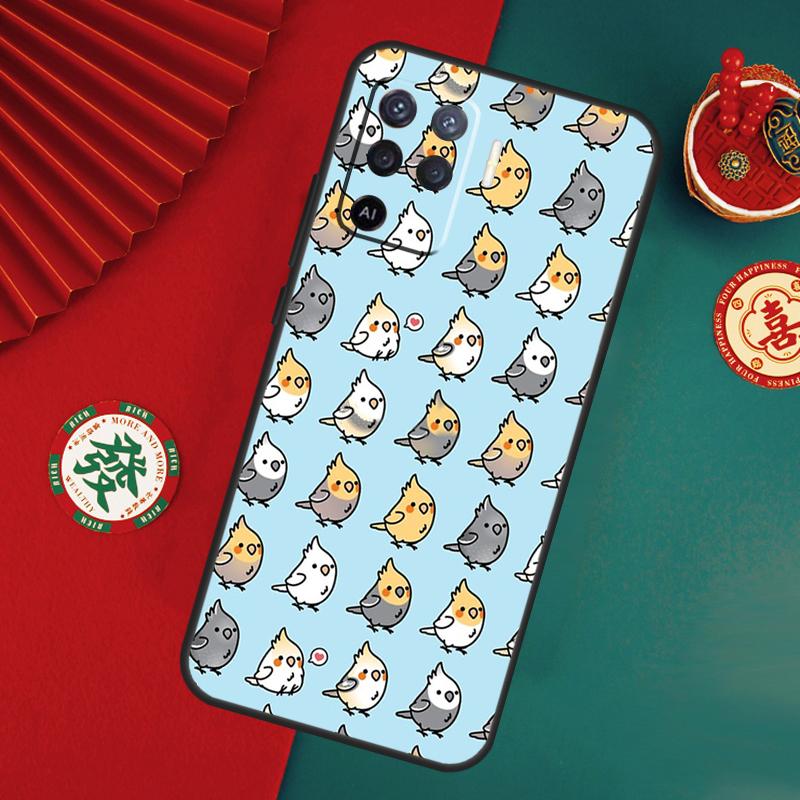 Cartoon Cockatiel Collage Case For Oppo A15 A17 A57 A6 A5 Pro A54 A74 A94 A16 A76 A96 A40 A60 A80 A18 A38 A58 A78 A98