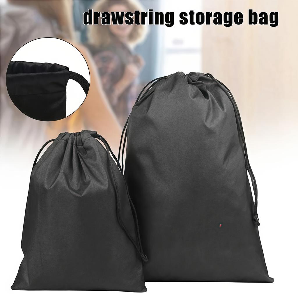 10/5 Pieces Black Portable Travel Bag with Drawstring Closure -Space-saving and Moisture-proof Sports Shoes and Shoes Storage Bag