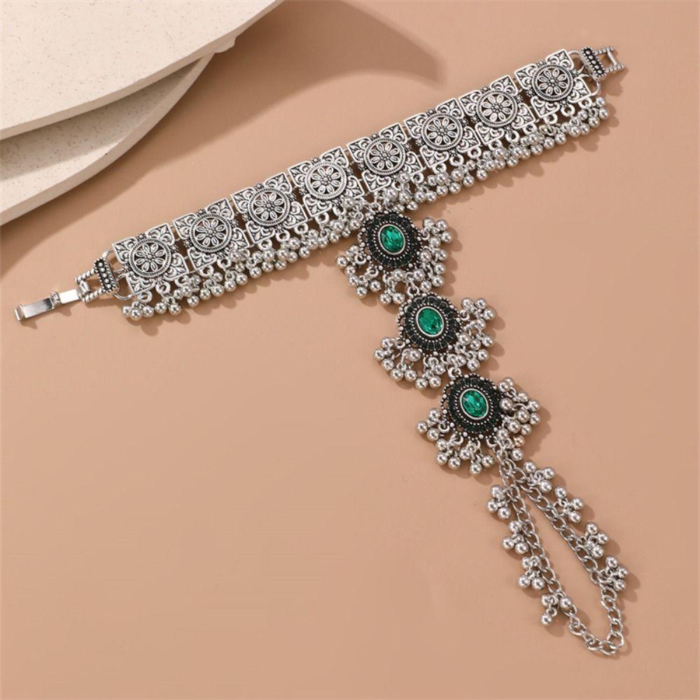 Retro Crystal Hand Chain Ring Irregular Tassels Bangle Exquisite Ethnic Style Bracelet  Couple