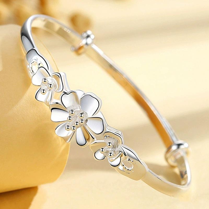 6Floral Bauhinia Flower Bracelet Jewelry, Blooming Floral Design, Adjustable, Elegant Design, Three-Phase Flower Push-Pull Bracelet