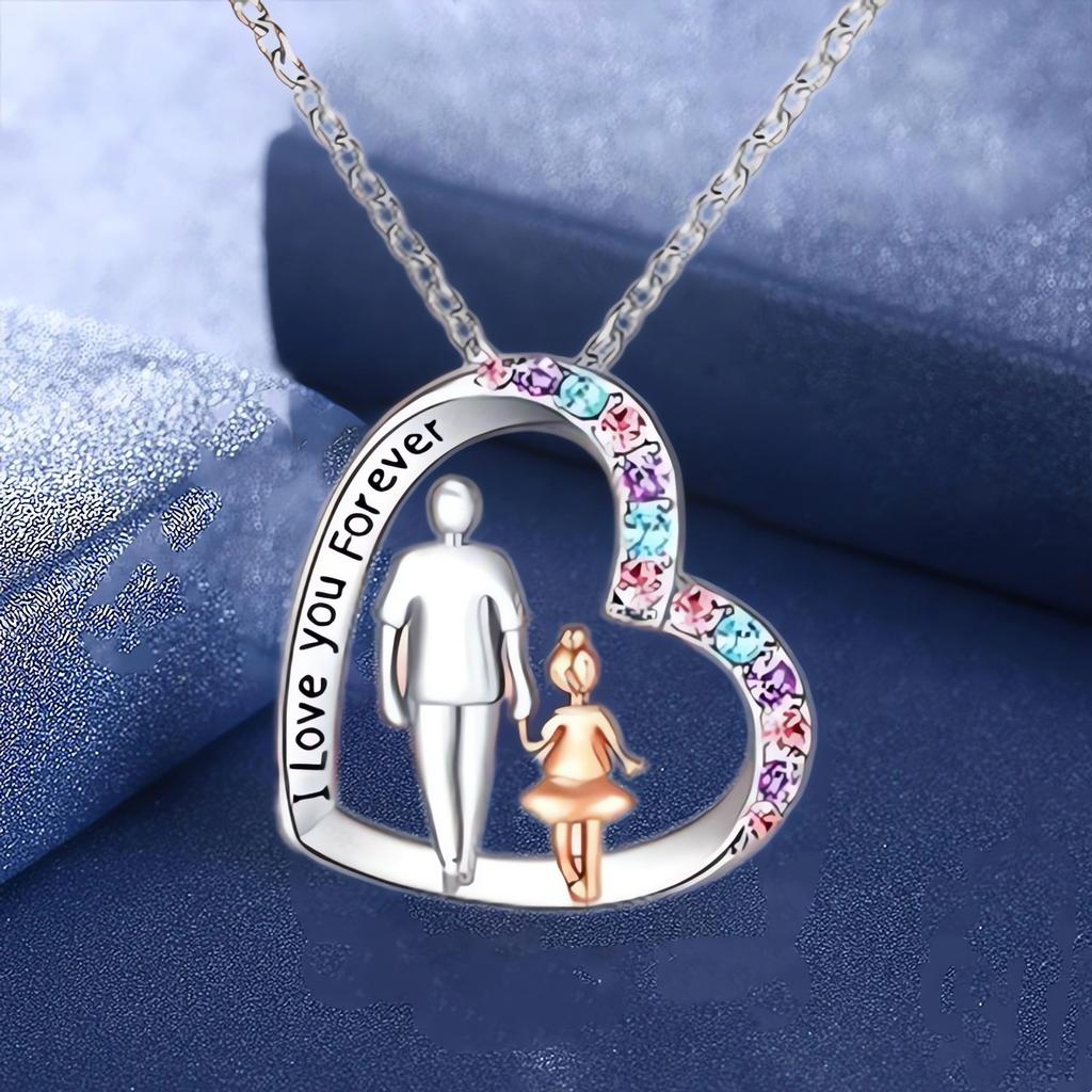 Älskar dig för alltid Färgstark Diamanthjärta Hänge Halsband Dam Smycken Cover