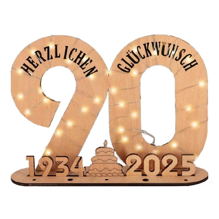 Elegant Wooden Number Figurine with LED Light String Stand for Birthday and Wedding Wood Sign Guest Book DIY Art Crafts