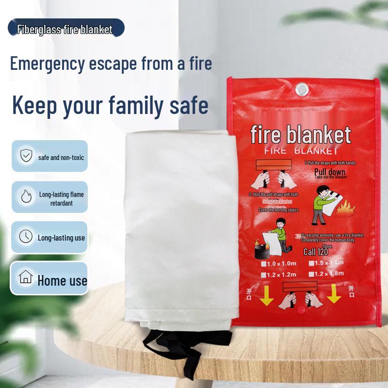 Fireproof Fiberglass Blanket: 1x1m & 1.5m for Home, Kitchen, Car Escape