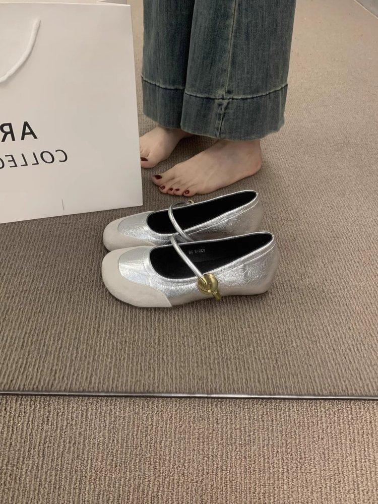 

Soft leather version~ retro grandma shoes women s word with round head Mary Jane shoes versatile casual inner height increase evening wind single shoe 40