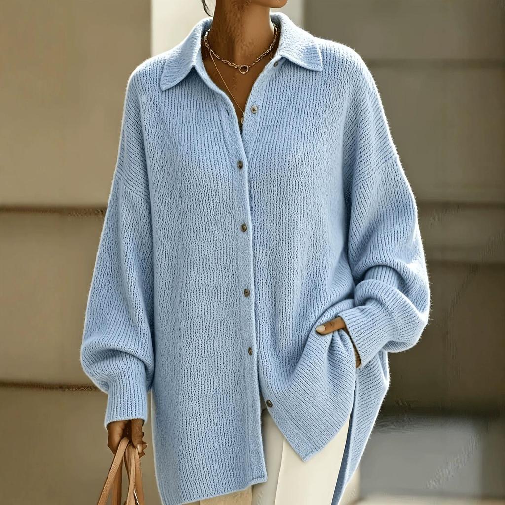 2026 Damen Eleganter Einfarbiger Knopf Langarm Woll Cardigan Pullover